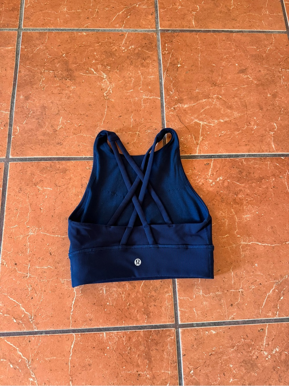 Lululemon Navy Blue Strappy Back Sports Bra Top Size 2